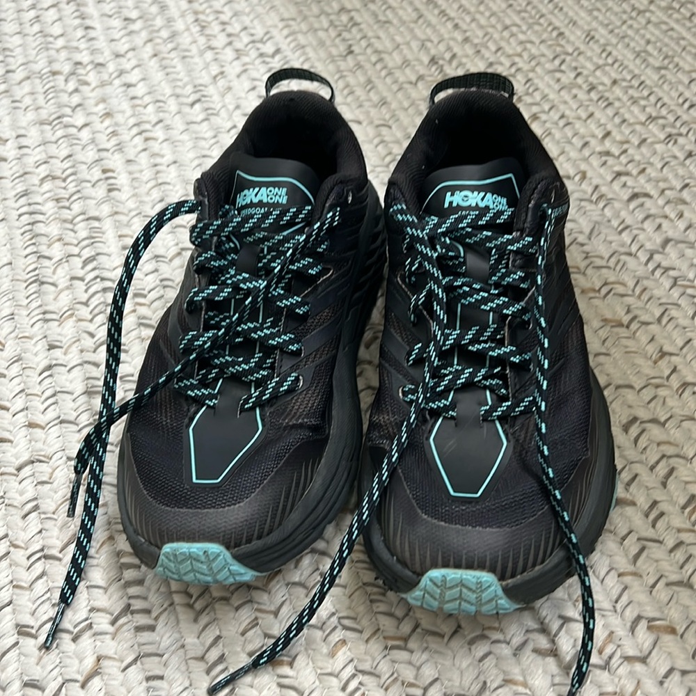 HOKA Speedgoat 4 | Gore-Tex | Trail Shoes | 7 | Black Teal Trim | worn twice
